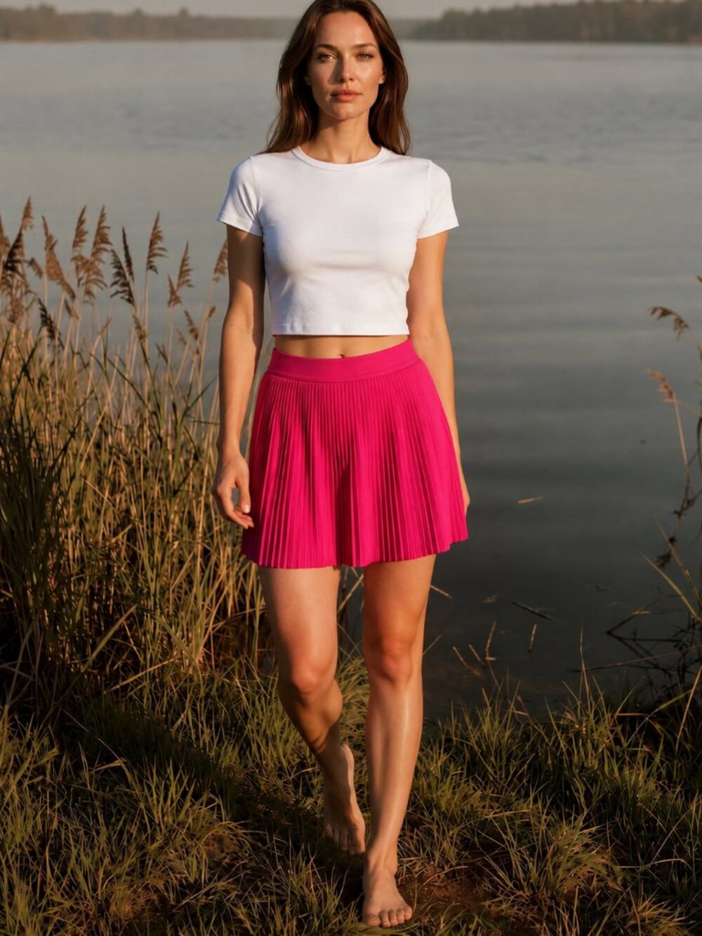 GapFit Pleated Athletic Skort Pink Built In Shorts Women’s Large NWT Tennis